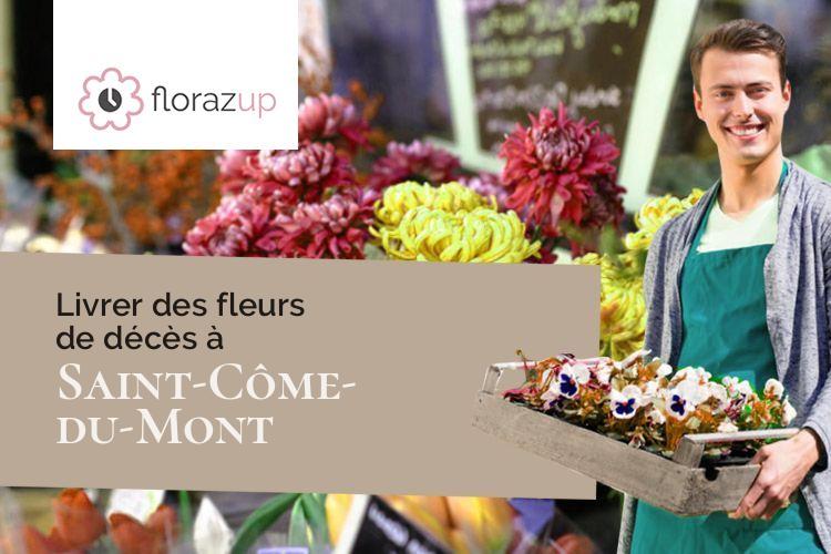 fleurs deuil pour des funérailles à Saint-Côme-du-Mont (Manche/50500)