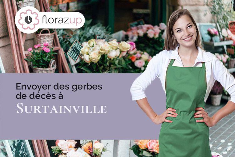 coeur de fleurs pour des obsèques à Surtainville (Manche/50270)